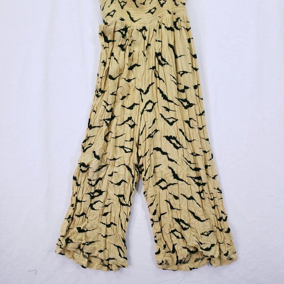 Urban Outfitters Yellow Pattern Y2K Halter Neckline Wide Leg Jumpsuit Size M - Picture 3 of 14